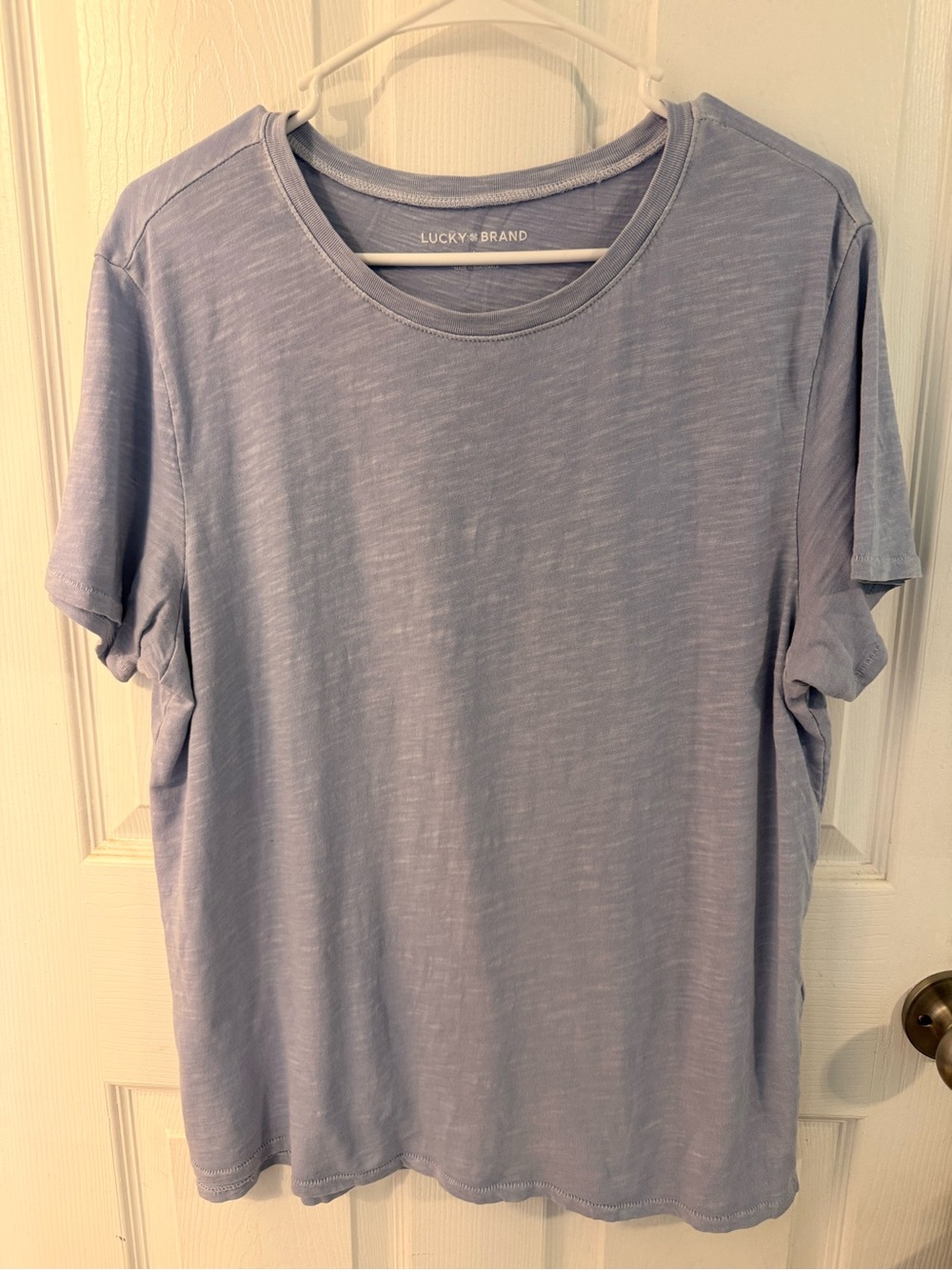 Lucky Brand Blue Slub Knit Tee Large Short Sleeve Basic Top